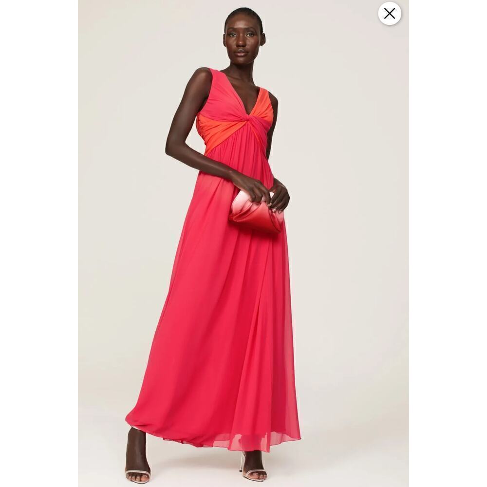Badgley Mischka Pink and Orange Gradient Maxi Dress